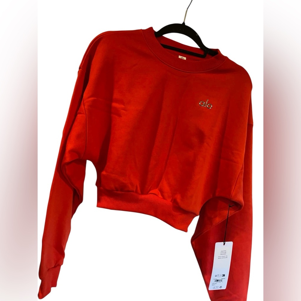 ALO Yoga Red Cropped Sweatshirt